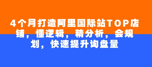 4个月打造阿里国际站TOP店铺，懂逻辑，精分析，会规划，快速提升询盘量-来友网创