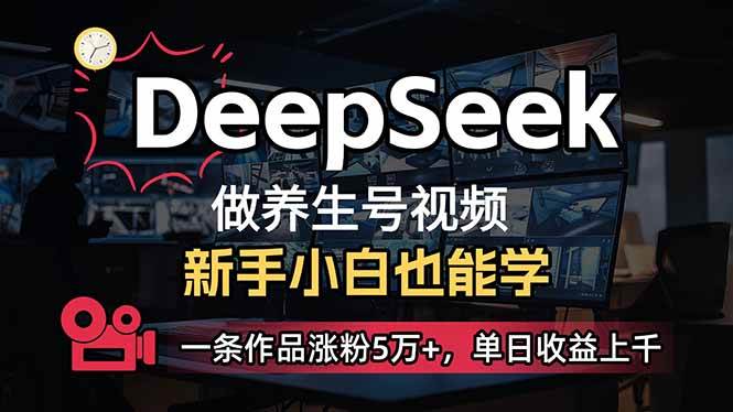 （14270期）小白用DeepSeek做养生号，一条作品涨粉5万+，单日收益上千-来友网创