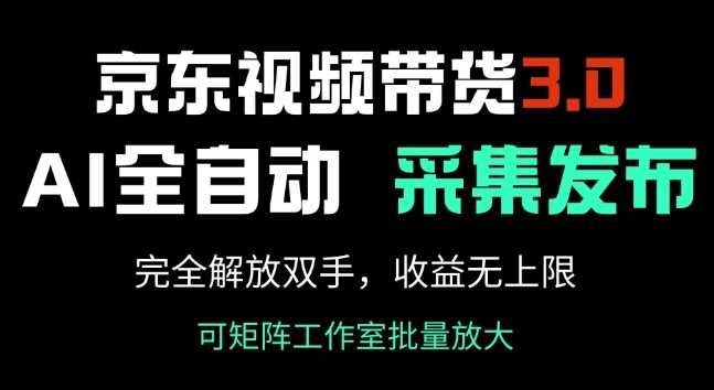 京东视频带货3.0，Ai全自动采集+自动发布，完全解放双手，收入无上限-来友网创