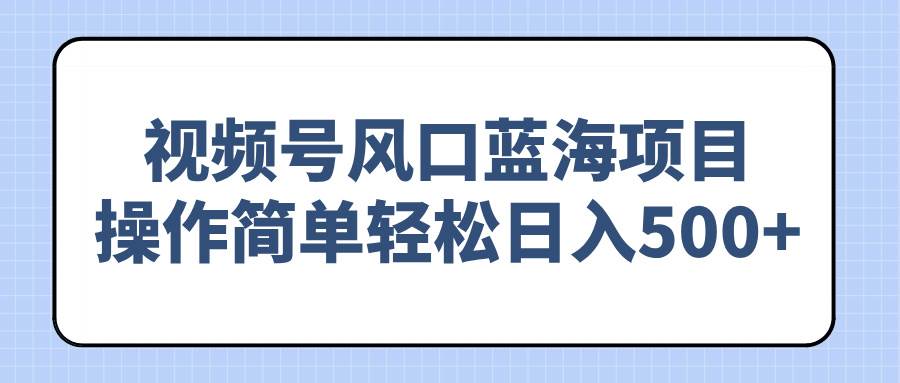 （14276期）视频号风口蓝海项目，操作简单轻松日入500+-来友网创