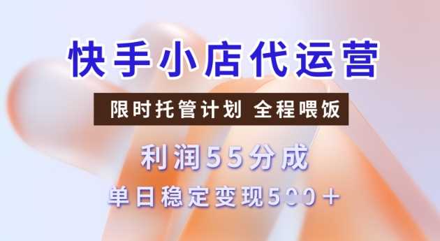 快手小店代运营3.0，模式新升级，收益55分，稳定单日5张【揭秘】-来友网创