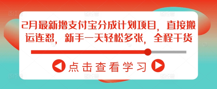 2月最新撸支付宝分成计划项目，直接搬运连怼，新手一天轻松多张，全程干货-来友网创