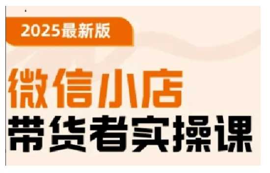 2025最新版微信小店带货者实操课，基础操作到高级运营技巧，快速上手-来友网创