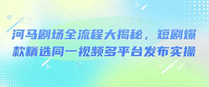 河马剧场全流程大揭秘，短剧爆款精选同一视频多平台发布实操-来友网创