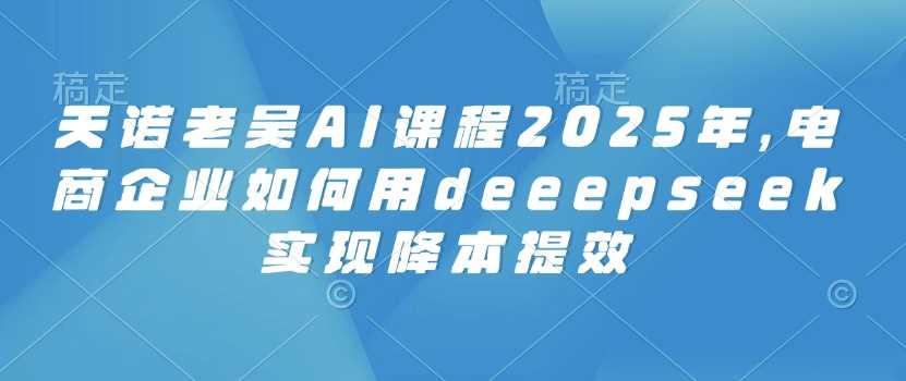 天诺老吴AI课程2025年，电商企业如何用deeepseek实现降本提效-来友网创