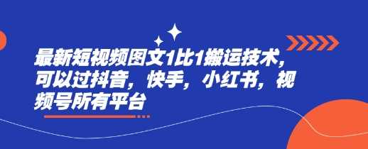 最新短视频图文1比1搬运技术，可以过抖音，快手，小红书，视频号所有平台-来友网创