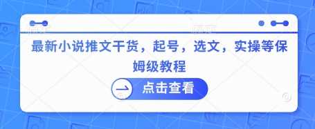 最新小说推文干货，起号，选文，实操等保姆级教程-来友网创