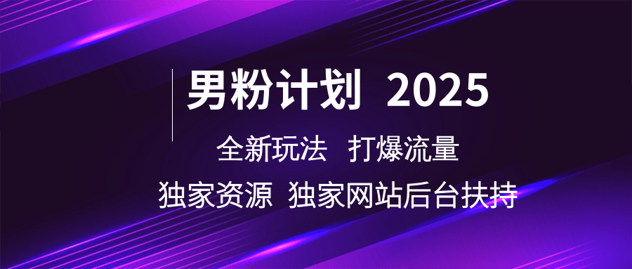 男粉计划2025  全新玩法打爆流量 独立网站 独立资源后台扶持-来友网创