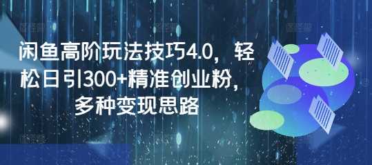 闲鱼高阶玩法技巧4.0，轻松日引300+精准创业粉，多种变现思路-来友网创