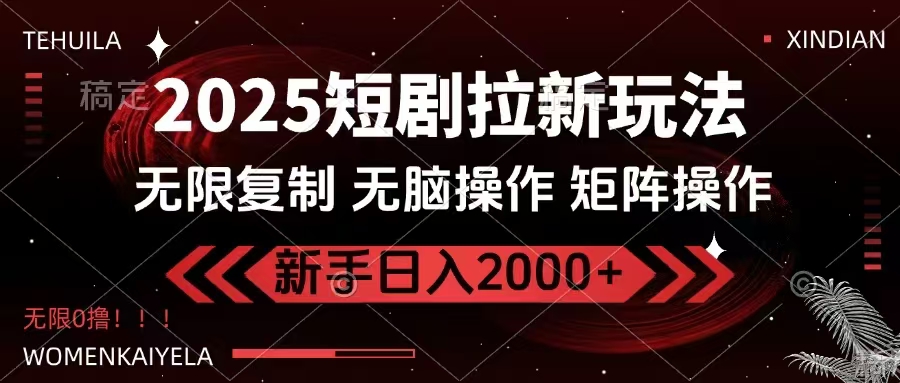 （14429期）2025短剧拉新玩法，无需注册登录，无限0撸，无脑批量操作日入2000+-来友网创