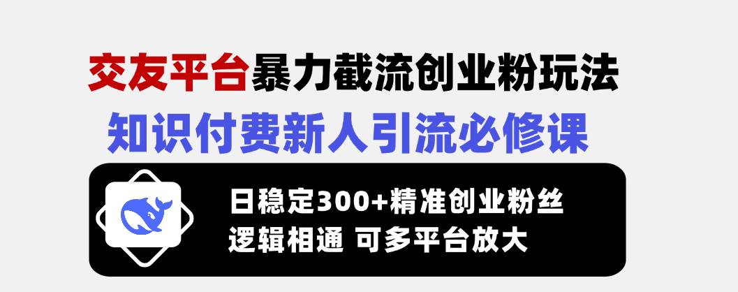 （14432期）交友平台暴力截流创业粉玩法，知识付费新人引流必修课，日稳定300+精准…-来友网创