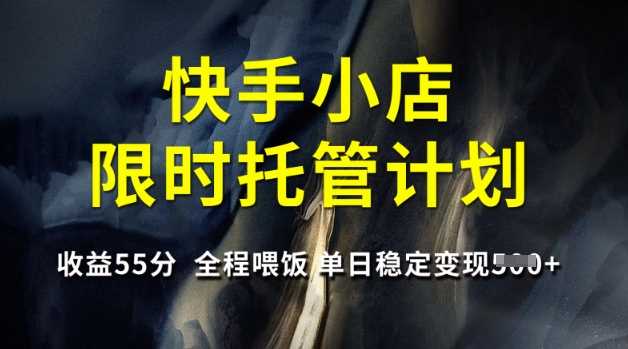 快手小店限时托管计划，收益55分，全程喂饭，单日稳定变现5张【揭秘】-来友网创