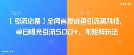 【引流必备】全网首发咸鱼引流黑科技，单日曝光引流500+，附矩阵玩法【揭秘】-来友网创