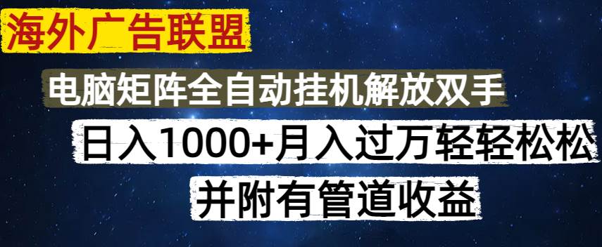 （14540期）海外广告联盟每天几分钟日入1000+无脑操作，可矩阵并附有管道收益-来友网创