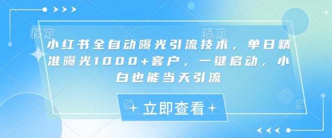 小红书全自动曝光引流技术，单日精准曝光1000+客户，一键启动，小白也能当天引流【揭秘】-来友网创