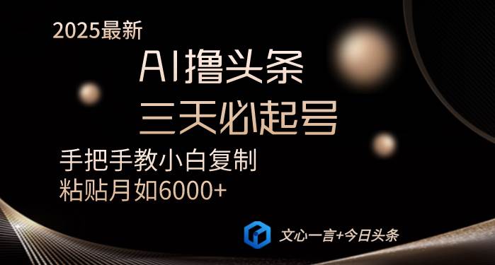 （14102期）AI撸头条三天必起号手把手教小白复制粘贴月入6000+教程-来友网创