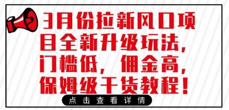 3月份拉新风口项目全新升级玩法，门槛低，佣金高，保姆级干货教程-来友网创