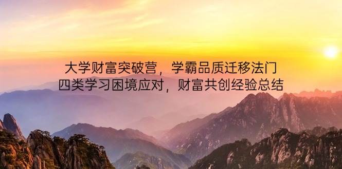 （14484期）大学财富突破营，学霸品质迁移法门，四类学习困境应对，财富共创经验总结-来友网创