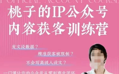 桃子IP公众号内容获客训练营(第3期)，一门让你公众号从0到商业闭环的课程-来友网创