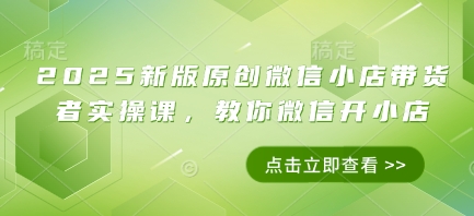 2025新版原创微信小店带货者实操课，教你微信开小店-来友网创