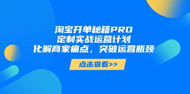 （14642期）淘宝开单秘籍PRO，定制实战运营计划，化解商家痛点，突破运营瓶颈-来友网创