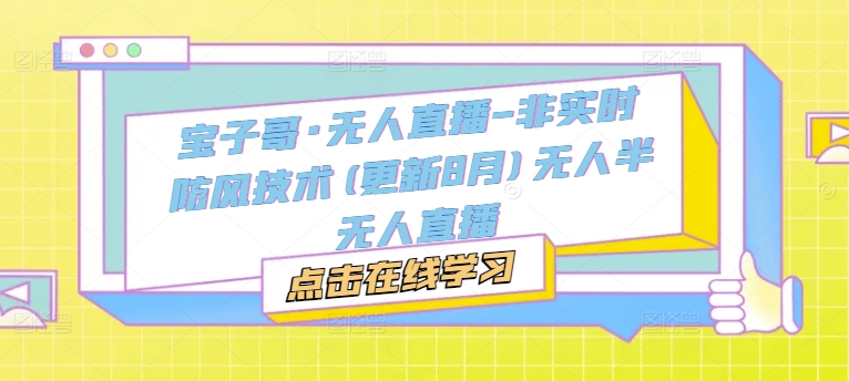 宝子哥·无人直播-非实时防风技术(更新25年5月)无人半无人直播-来友网创