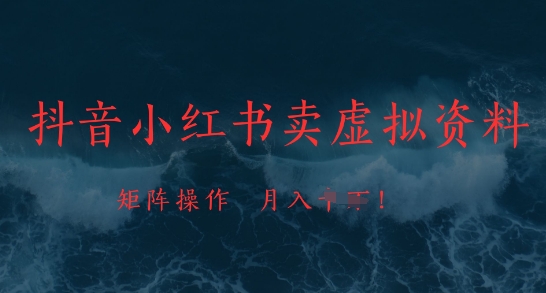 抖音小红书卖虚拟资料，市场需求一直存在，矩阵操作，月入1w+-来友网创