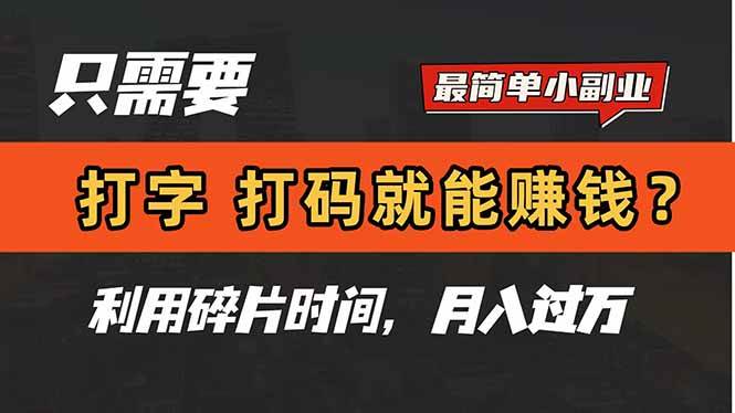 （14673期）只需要打字，打码，就能赚钱？简单的赚钱小副业，利用碎片时间，月入过万-来友网创