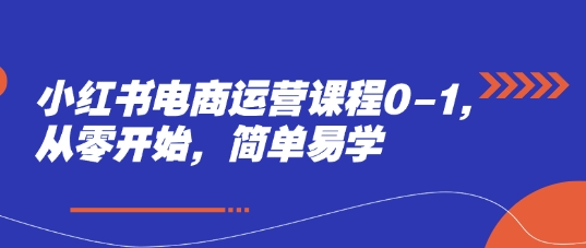 小红书电商运营课程0-1，从零开始，简单易学-来友网创