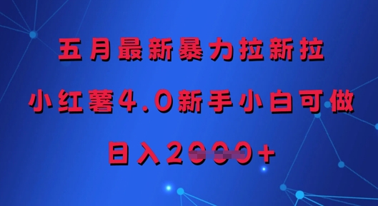 五月最新暴力拉新拉，小红薯4.0新手小白可做，日入多张-来友网创