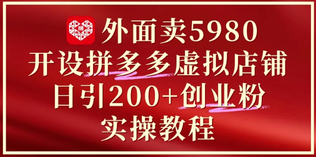 外面卖5980开设拼多多虚拟店铺：单日引流200+创业付费粉实战教程-来友网创