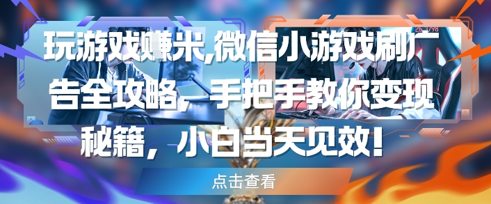 玩游戏挣米，微信小游戏刷广告全攻略，手把手教你变现秘籍，小白当天见效-来友网创