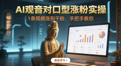 AI观音对口型涨粉实操，1条视频涨到千粉，手把手教你-来友网创