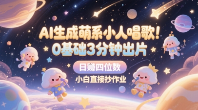 AI生成萌系小人唱歌，0基础3分钟出片，28个作品涨粉8.9W，单条最高19W赞，日入四位数，小白直接抄作业-来友网创
