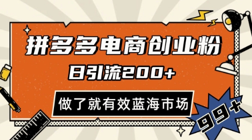 拼多多引流电商创业粉，日引200+，可矩阵放大，做了就有效【揭秘】-来友网创