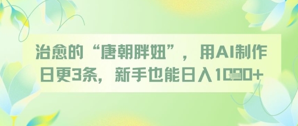 治愈的“唐朝胖妞”，用AI制作日更3条，新手也能日入多张-来友网创
