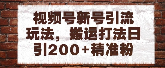 视频号新号引流玩法，搬运打法日引200+精准粉，可矩阵放大【揭秘】-来友网创