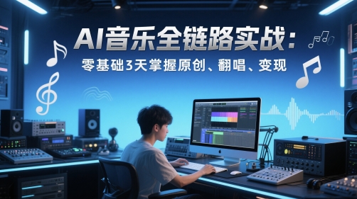 AI音乐全链路实战变现课：零基础3天掌握原创、翻唱、变现-来友网创
