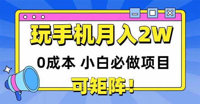 （14879期）玩玩手机月入20000+，0成本小白必做项目，可矩阵-来友网创