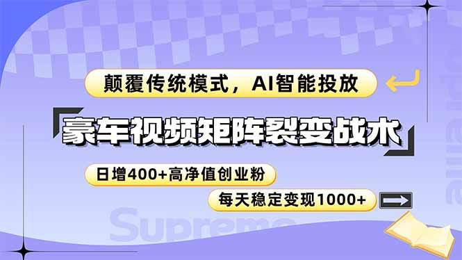 （14903期）豪车视频矩阵裂变战术，颠覆传统模式，AI智能投放，日增400+高净值创业…-来友网创