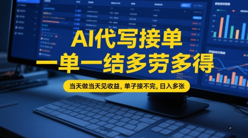 AI代写接单，一单一结多劳多得，当天做当天见收益，单子接不完，日入多张【全网最全实操课程】-来友网创