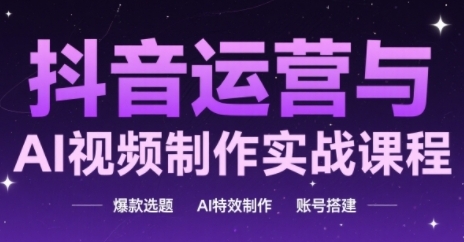 抖音运营与AI视频制作实战课程，爆款选题-AI特效制作-账号搭建-来友网创