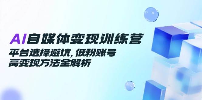 AI自媒体变现训练营，平台选择避坑，低粉账号高变现方法全解析-来友网创