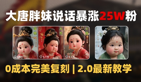 AI大唐胖贵妃说话2.0，40条视频暴涨40w粉，附独家变现攻略-来友网创