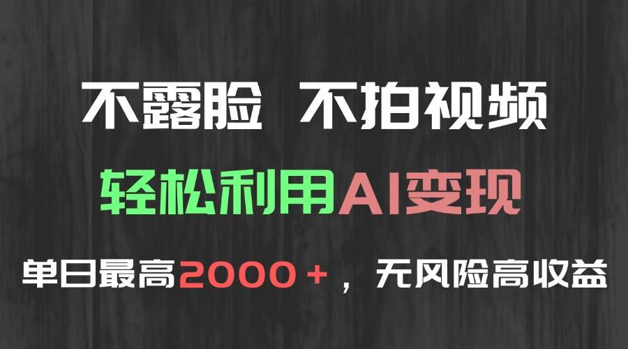 （15034期）不露脸，不拍视频，轻松利用AI变现，单日最高2000＋，无风险高利润-来友网创