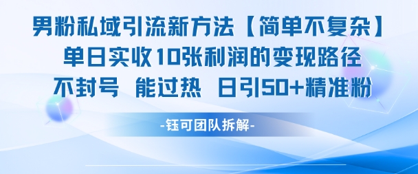 男粉私域引流新方法，单日收10张利润，日引流50+精准粉-来友网创