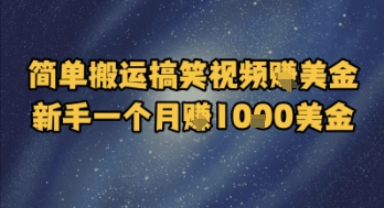 简单搬运搞笑视频挣美金，新手一个月入1k美金-来友网创