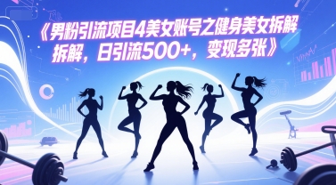 男粉引流项目4美女账号之健身美女拆解，日引流500+，变现多张-来友网创