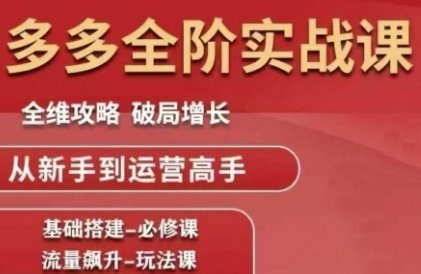 拼多多全阶实战课程，全维攻略，破局增长，从新手到运营高手-来友网创