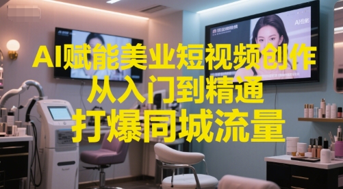 AI赋能美业短视频创作，从入门到精通，打爆同城流量，超级AI工具短视频实操落地-来友网创